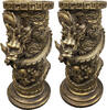 Sonstiges Oriental Dragon Statue Pedestal Stand 25 Decoration Gold-Tone - chipped BC87 -