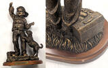 Sonstiges Bronze Fishing Buddies Figure Sculpture Boy + Dog Statue - BC100 -