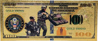 USA Banknoten US Army United States Army Military 24K Gold Foil Plated Note Bill Novelty XX100 -