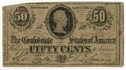 USA Banknoten 50 Cents Richmond Virginia Confederate States of America Currency - L944 -