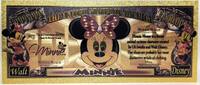 USA Banknoten Dollar Minnie Mouse Walt Disney Million 24K Gold Foil Plated Note Bill - XX111 -