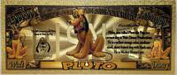 USA Banknoten Dollar Pluto Dog Walt Disney Million 24K Gold Foil Plated Note Bill - XX115 -
