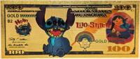 USA Banknoten 100 Dollar Stitch Lilo & Stitch Disney $ 24K Gold Foil Plated Note Bill - XX117 -