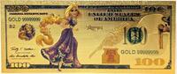 USA Banknoten 100 Dollar Rapunzel Disney Princess $ 24K Gold Foil Plated Note Bill - XX119 -