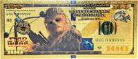 USA Banknoten 100 Dollar Chewbacca Wookie Star Wars $ 24K Gold Foil Plated Note Bill - XX122 -