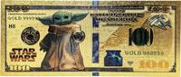 USA Banknoten 100 Dollar Baby Yoda Mandalorian Star Wars $ 24K Gold Foil Plated Note Bill XX123 -