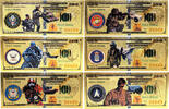 USA Banknoten United States US Armed Forces Military 24K Gold Plated Bills Set Army Navy XS18 -