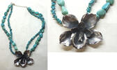 Sonstiges Sterling Sally C Treasures 925 Silver Flower Pendant Turquoise 17 Necklace P117 -