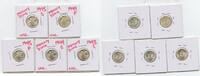 USA 5 AU/BU Mercury Dimes 1943-S, 1944-P & S, 1945-P & S Silver Coin Set - RK237 -