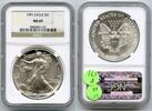 Anlagemünzen Dollar American Eagle 1 oz Silver NGC MS 69 Certified Bullion - P171 -