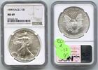 Anlagemünzen Dollar American Eagle 1 oz Silver NGC MS 69 Certified Bullion - P172 -