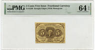 USA Banknoten 5 Cents First Issue Fr Fractional Currency PMG 64 EPQ Choice Unc - G405 -