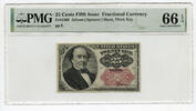 USA Banknoten 25 Cents Fifth Issue Fr Fractional Currency PMG 66 EPQ Gem Unc - G412 -