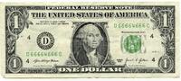 US Paper Money 2021 $ 1 Federal Reserve Note Binary 7 of a Kind Serial - Cleveland Ohio - Q610