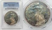 Bullion Dollar 2000 American Eagle 1 oz Silver  PCGS MS67 Toning Toned B... 301,34 EUR  zzgl. Versand