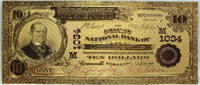 USA Banknoten 1902 $ $10 First National Bank Connersville Novelty 24K Gold Plated Note 6 LG356 -