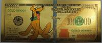 USA Banknoten Pluto Mickey's Dog Disney $1000000 Note Novelty 24K Gold Foil Plated Bill -GFN55 -