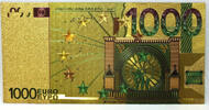 USA Banknoten Euro European Union Novelty 24K Gold Foil Plated €1000 Note - GFN85 -