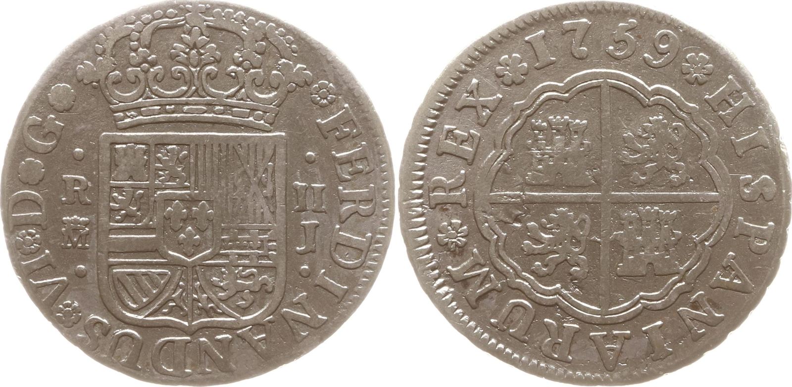 Spanien K nigreich 2 Reales 1759 J Madrid Ferdinand VI 1746 1759