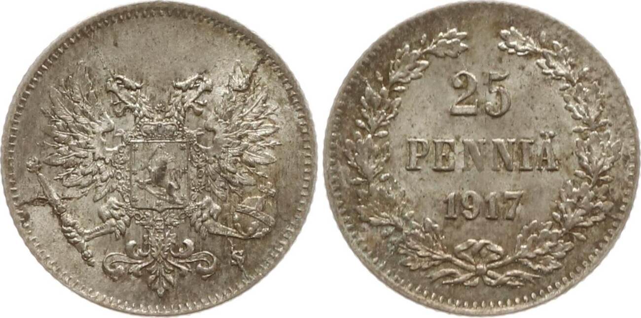Finnland 25 Penniä 1917 Finnischer Bürgerkrieg und Freiheitskampf