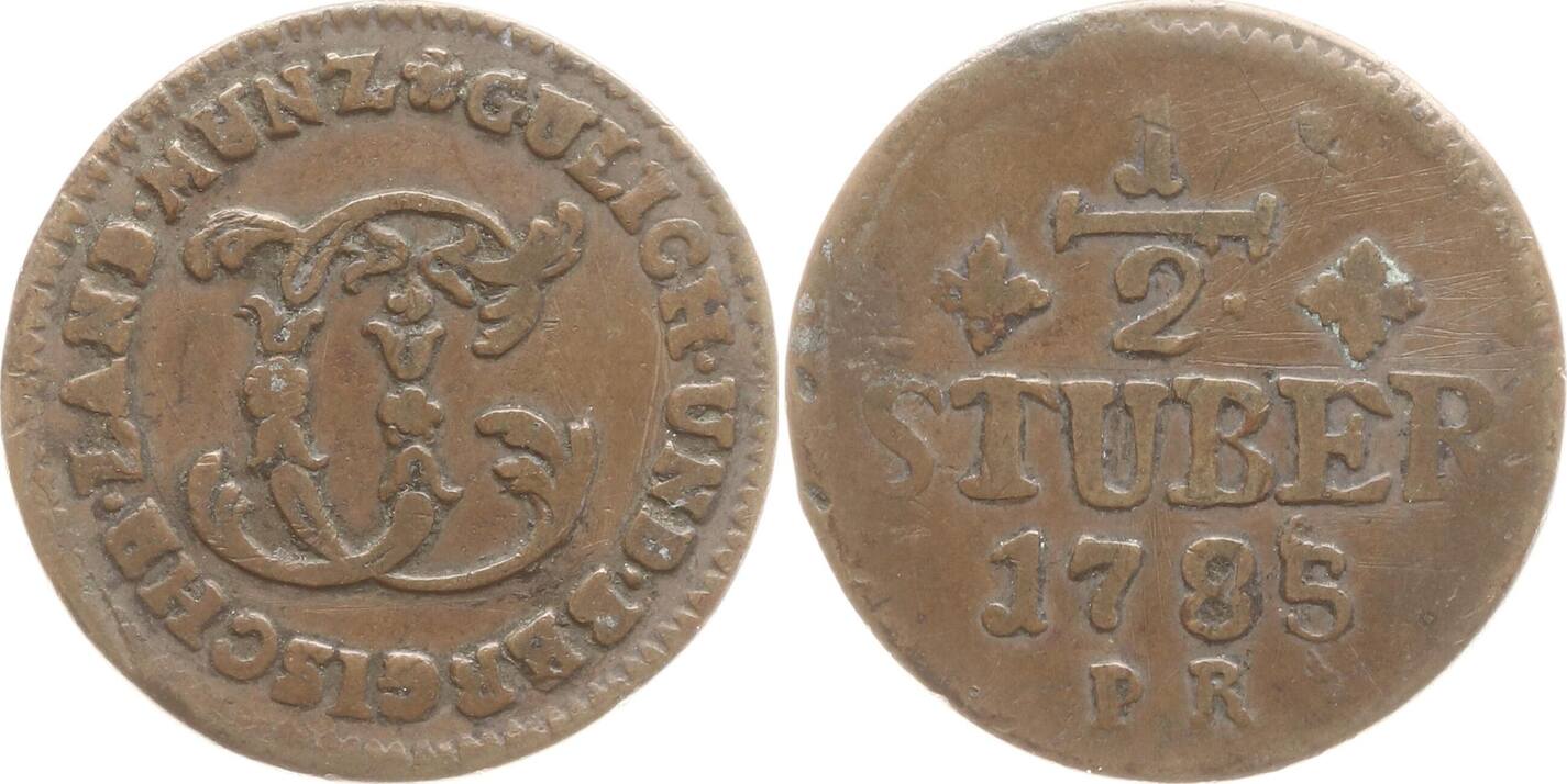 JülichBerg, Herzogtum 1/2 Stüber 1785 PR Karl Theodor, 1742 1799