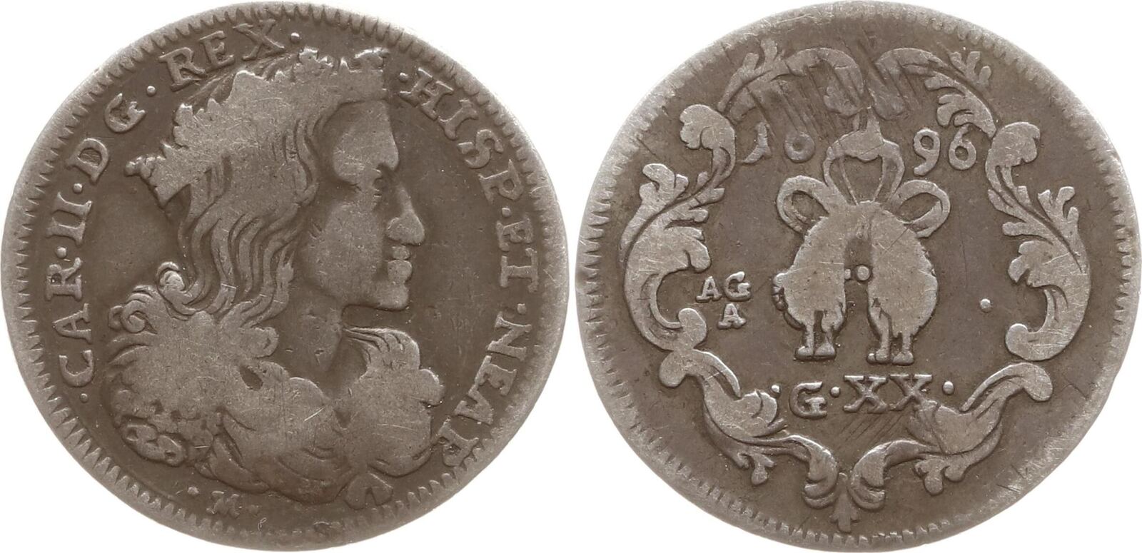 Italien Neapel Tari 1696 Karl II. von Spanien, 1674 1700 Schön