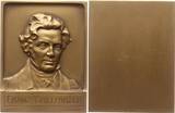 Berühmte Personen - Schriftsteller und Dichter Einseitige Bronzeplakette o.J. (1900 - 1910) v. Mayer und Wilhelm, Stuttgart, auf Franz Grillparzer, 1791 - 1872 Vorzüglich - Stempelglanz