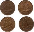Großbritannien 1/2 Penny komplette Serie 4 Stück 1949 - 1952 George VI., 1936 - 1952 Meist vorzüglich - Stempelglanz