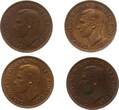 Großbritannien 1/2 Penny komplette Serie 4 Stück 1949 - 1952 George VI., 1936 - 1952 Meist vorzüglich - Stempelglanz