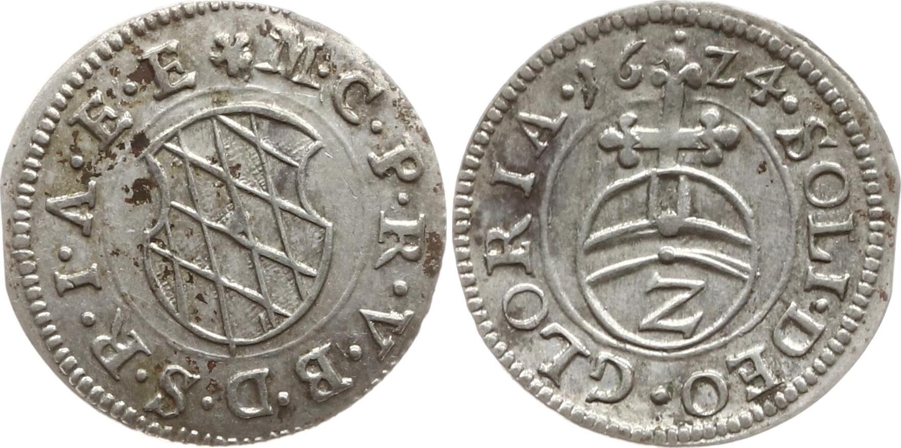 Bayern, Kurfürstentum 2 Kreuzer (Halbbatzen) 1624 Maximilian I., 1623 ...