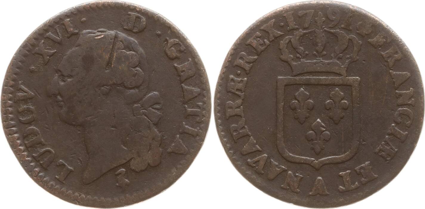 Frankreich, Königreich 1 Sol 1791 A Ludwig XVI., 1774 1793, Paris