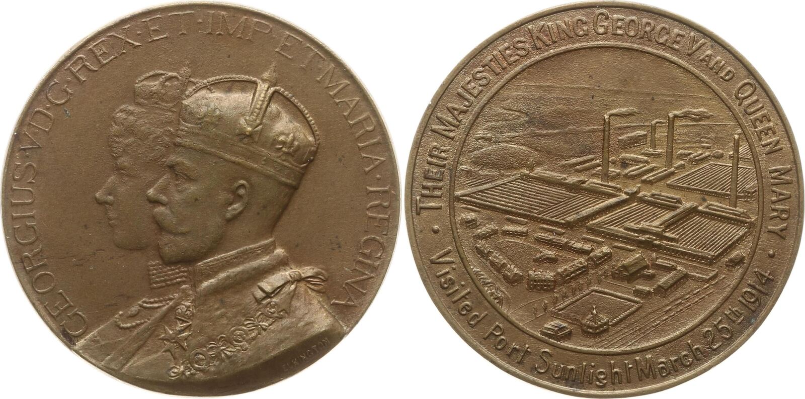 Großbritannien - England Bronzemedaille 1914 v. Elkington, a.d. Besuch