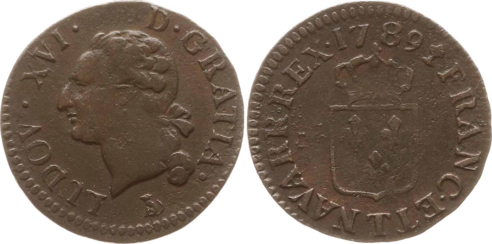 Frankreich, Königreich Liard 1789 T Ludwig XVI., 1774 1793, Nantes