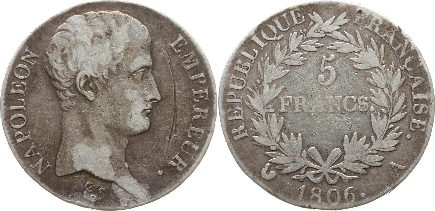 Frankreich, Kaiserreich 5 Francs 1806 A Napoleon I., 1804 1814, 1815