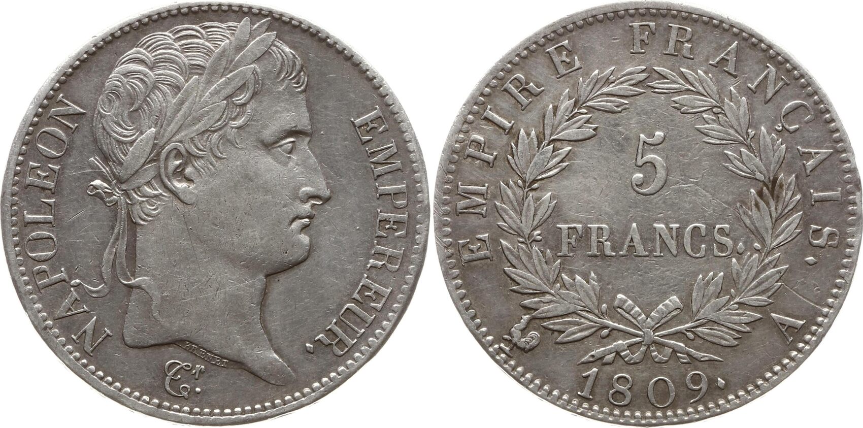 Frankreich, Kaiserreich 5 Francs 1809 A Napoleon I., 1804 1814, 1815