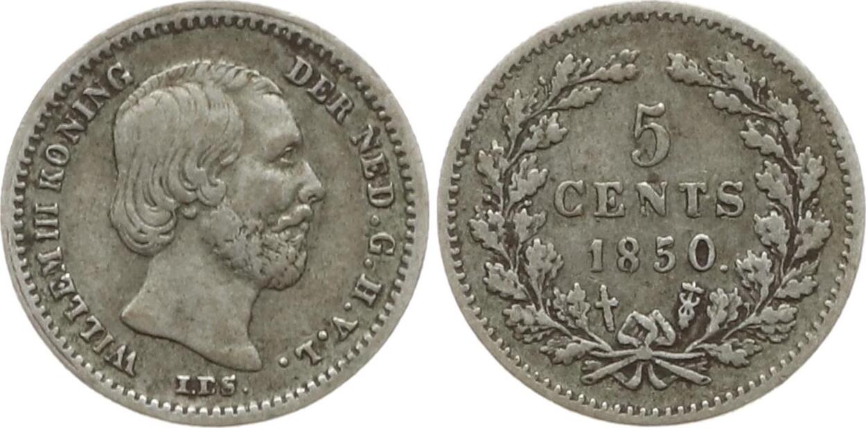 Niederlande, Königreich 5 Cent 1850 Wilhelm III., 1849 - 1890 Besser ...