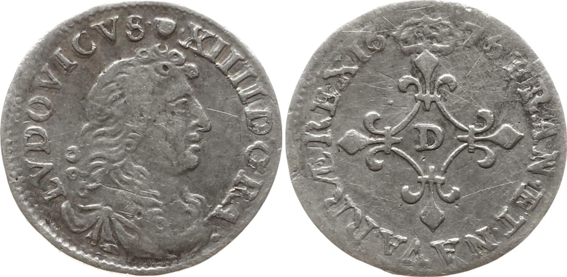 Frankreich, Königreich 4 Sols 1676 D Ludwig XIV., 1643 1715, Vimy
