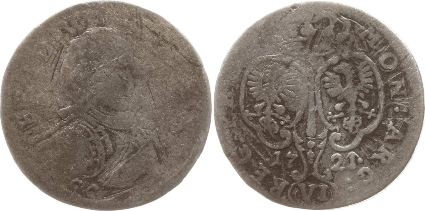 Brandenburg-Preußen, Königreich 6 Gröscher 1721 CS Friedrich Wilhelm I ...