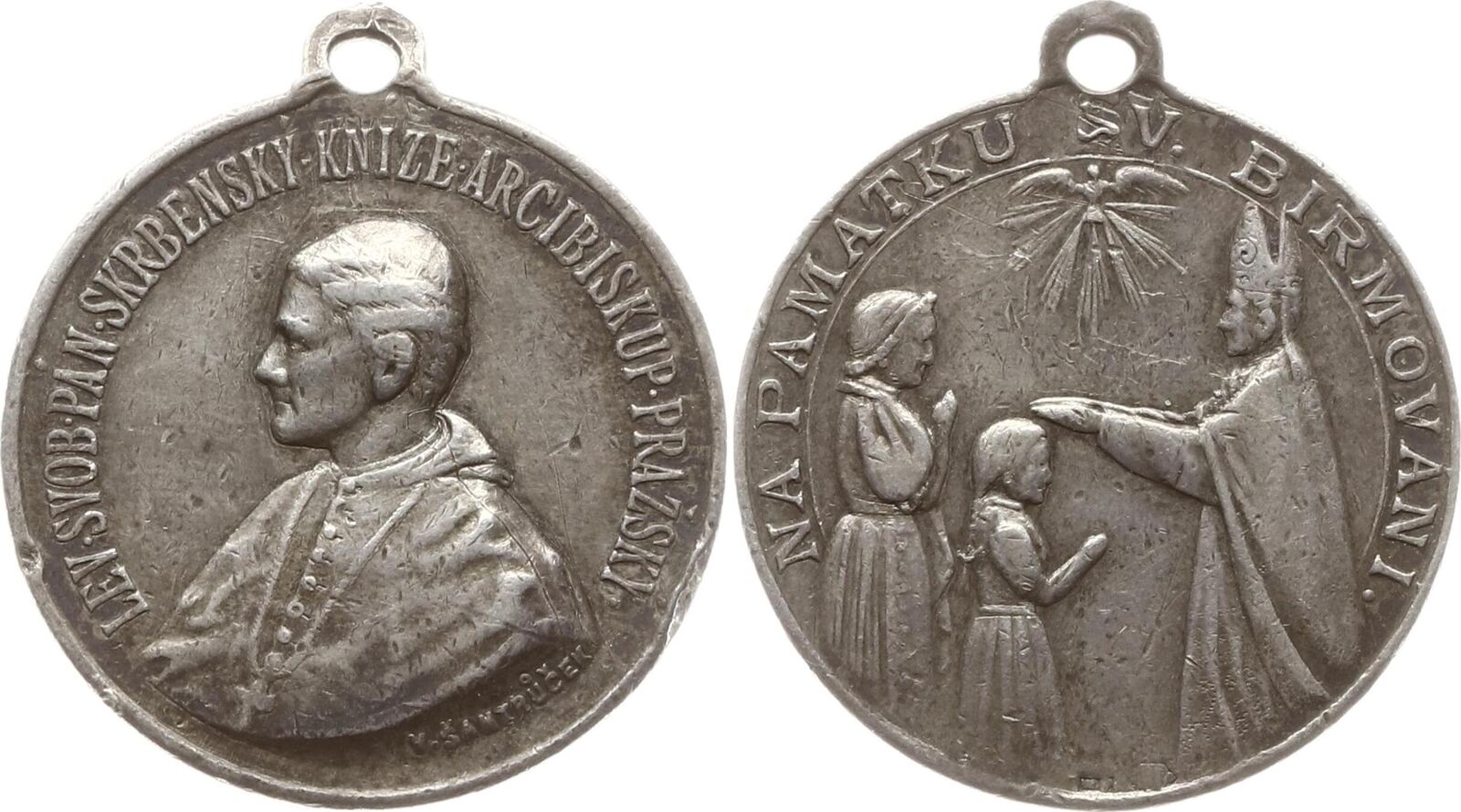 Böhmen, Erzbistum Prag Tragbare Silbermedaille o.J. von Santrucek