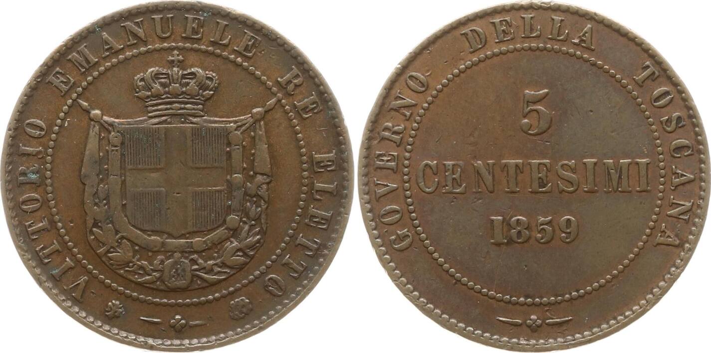 Italien 5 Centesimi 1859 Vittorio Emanuele II., Provisorische Regierung