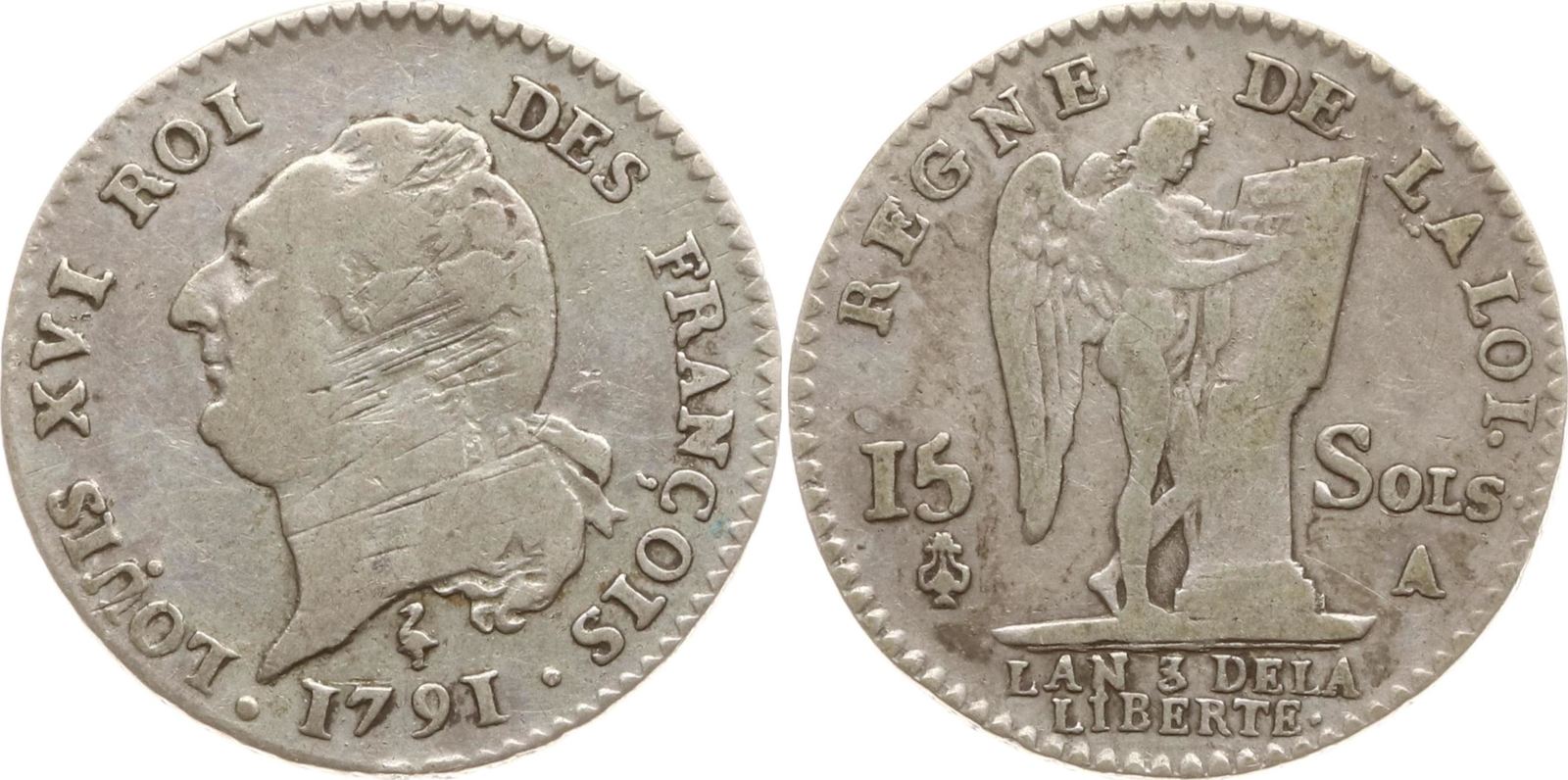 Frankreich, Königreich 15 Sols 1791 A Ludwig XVI., 1774 1793, Paris