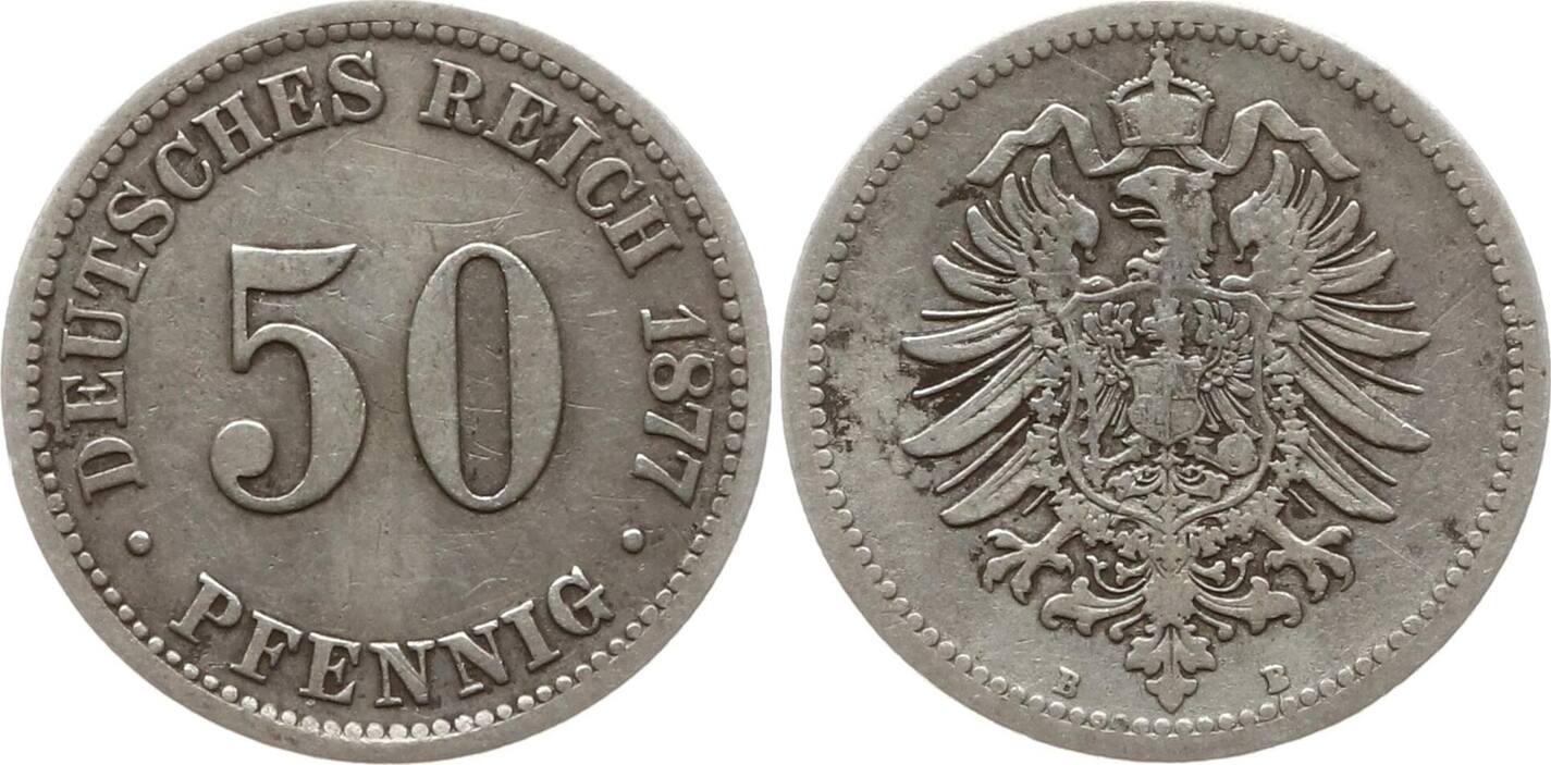 Kaiserreich Deutschland 50 Pfennig 1877 B Sehr Schön | MA-Shops