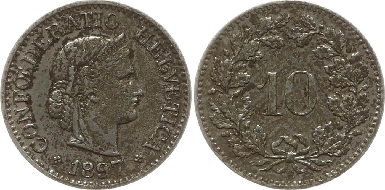 Schweiz 10 Rappen 1897 Sehr schön, fleckige Patina | MA-Shops