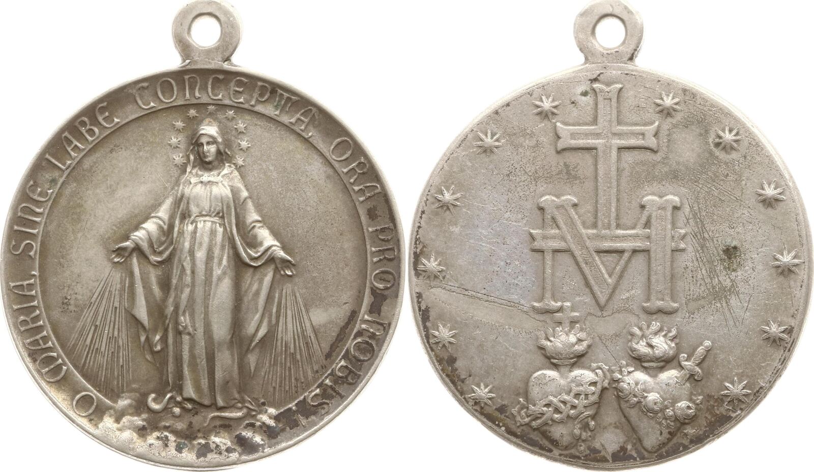 Wallfahrt Tragbare versilberte Bronzemedaille o.J. (~ 19.Jh.) O Maria