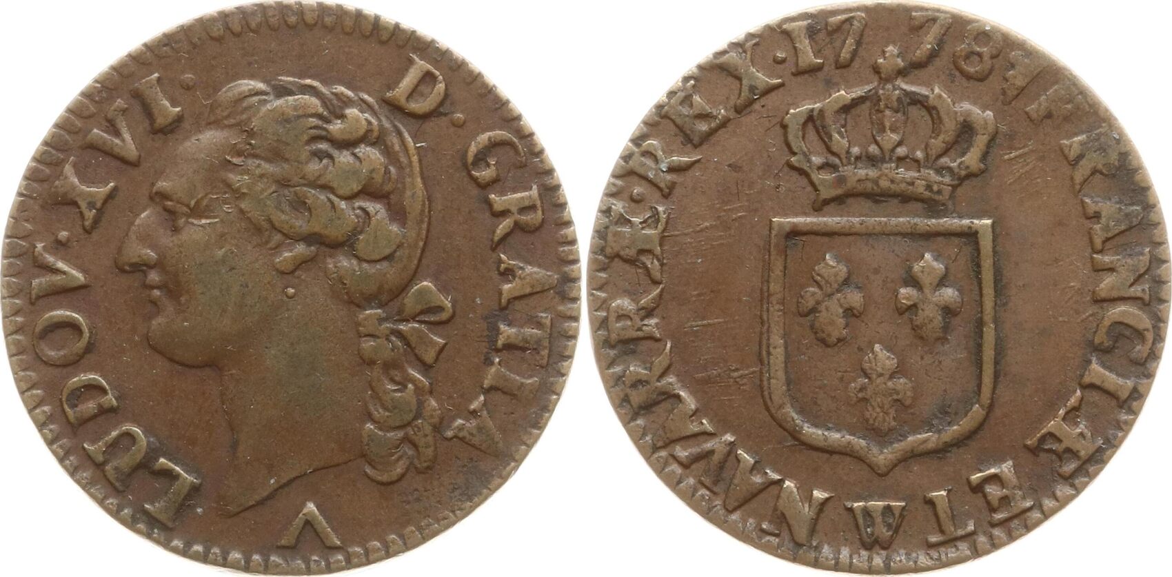 Frankreich, Königreich 1/2 Sol 1778 W Ludwig XVI., 1774 1793, Lille