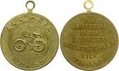 Österreich, Kaiserreich, Stadt Wien Tragbare vergoldete Bronzemedaille von Josef Zimbler, Wien, auf den Radfahrer Blumen Korso -