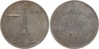 Frankreich, 3. Republik, Paris Weißmetallmedaille von Barme, Souvenir de mon Ascension, Zeppelin und Luftschiff neben Eiffelturm -