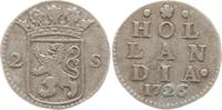 Niederlande, Provinz Holland  2 Stuiver 1726 Sehr schön