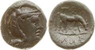 Makedonien, Pella Bronze Könige von Makedonien, Kopf der Athena mit Helm / Grasende Kuh n.r. -