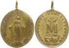 Deutschland / Österreich Hochovale tragbare Bronzemedaille Wallfahrt, Marianische Congregation, Maria mit Strahlenbündeln, Flammende Herzen -
